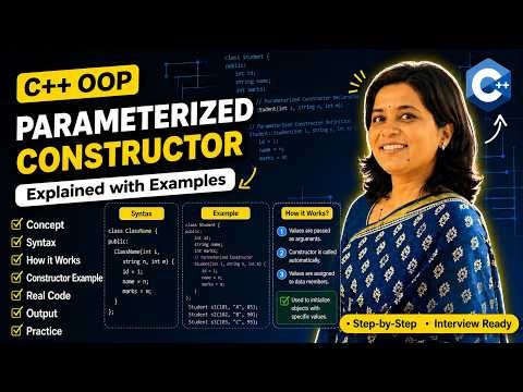Parameterized Constructor in C++ | Constructor with Arguments | C++ OOP Tutorial for Beginners