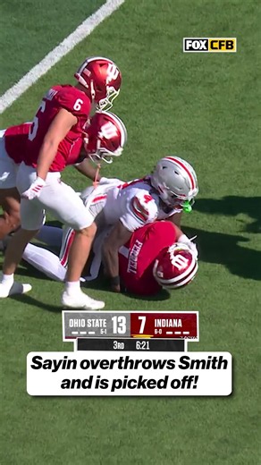 Amare Ferrel intercepts Sayin AGAIN for the Hoosiers #CFB #indiana #ohiostate