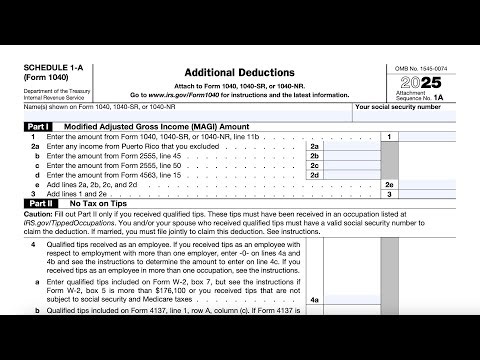IRS Schedule 1-A walkthrough (Additional Deductions)