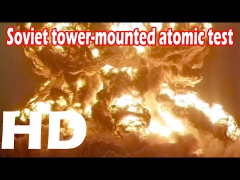 Soviet tower-mounted atomic bomb test at Semipalatinsk 1956
