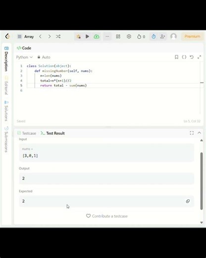 LeetCode| Missing Number | Python 🔴| #coding #python #programming #correctcoding #leetcode