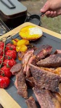 I Cooked a Massive Cowboy Steak and Fire Ramen Mountain Camping🥩🔥 #asmrcooking #shorts