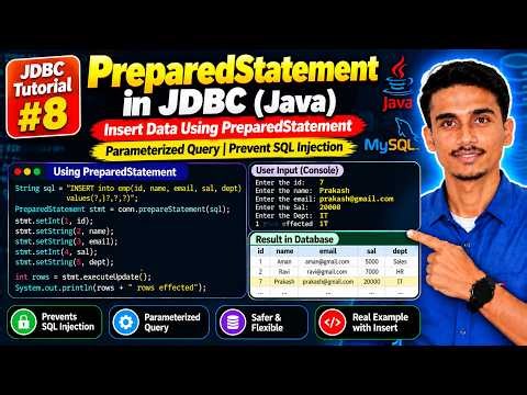 PreparedStatement in JDBC Java | Insert Data Using PreparedStatement #8