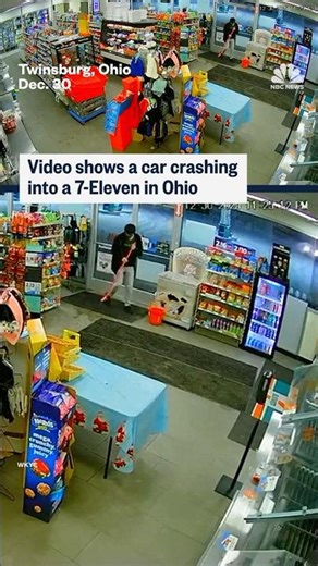 Video shows a car crashing into a 7-Eleven in Ohio
