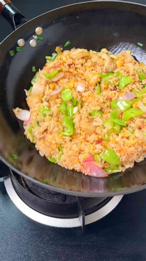 Rich pork belly fried rice with wok flavor