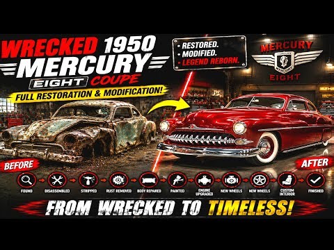 Destroyed 1950 mercury right coupe rebuilt into an american icon
