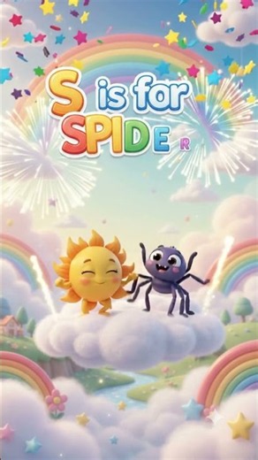 S is for Sun & Spider ☀️🌈Rainbow Phonics Letter S with Fun Animations! ABC Kids Learning #Shorts