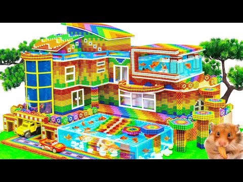 DIY - Build Luxury Mansion Has Swimming Pools And Slide For Turtle And Hamster From Magnetic Balls