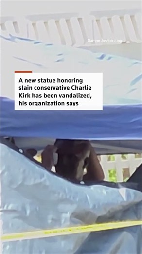 Charlie Kirk statue vandalized days after unveiling