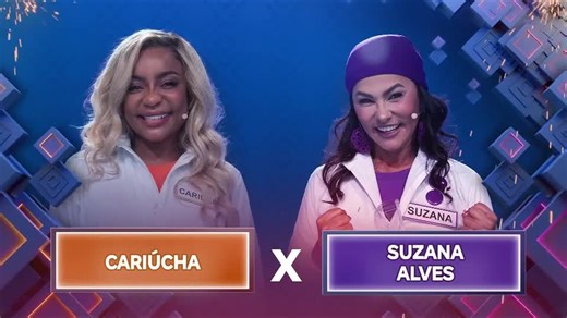 Cariúcha e Suzana Alves competem pelo prêmio de até R$100 mil no Boom! deste domingo (12)