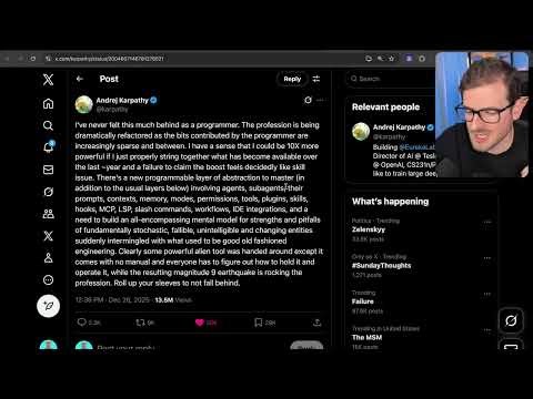 "I've never felt this much behind as a programmer." - Andrej Karpathy