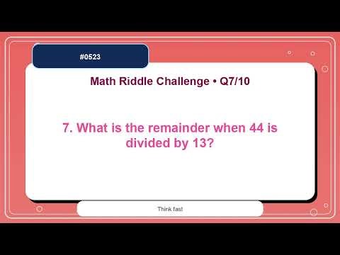 Math Riddle Challenge #0523 | 10 Mental Math Practice Questions