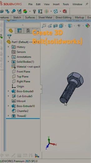 Create 3D Bolt (M12*1.5)#shorts