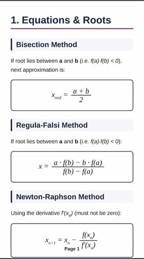 Numerical Method - 1 / Btech / BCA / Engineering Maths / M3 Important formula