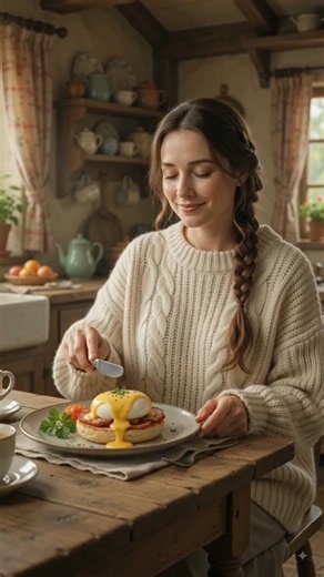satisfying a recipe of a cozy Eggs Benedict breakfast#EggsBenedict #BreakfastASMR#usa#youtubeshorts