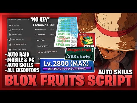 Blox Fruits Script — NO KEY, Auto Farm, Auto Raid, Sea Events, Auto Skills, Max Level, PvP (BEST)