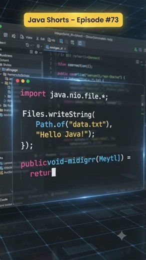 File Handling in Java in 10 Seconds ☕ | Write Files Easily #Java #FileHandling #JavaIO #shorts