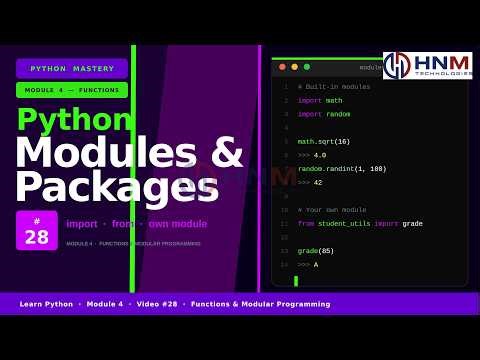 Python Modules & Packages | Built-in Modules (math, os, sys, random) | HNM TECHNOLOGIES