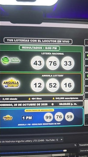 Loteria Nacional noche y anguilla 6 pm Domingo