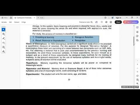 Measurement of memory by recall method
