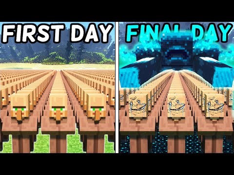 I Made 100 Villagers Simulate Survival On the Warden Island in Minecraft