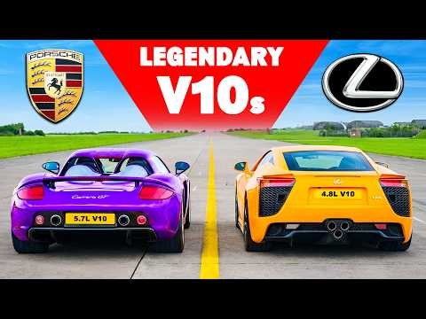 Best-Sounding Drag Race EVER? Porsche Carrera GT v Lexus LFA