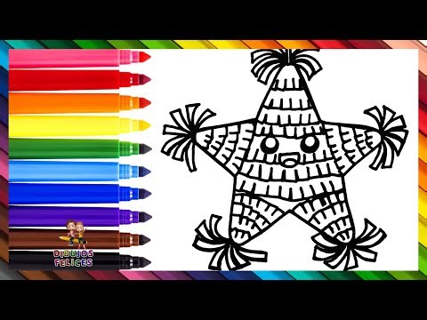 Dibuja y Colorea Una Piñata Adorable 🪅🍬🍭🌈 Dibujos Para Niños