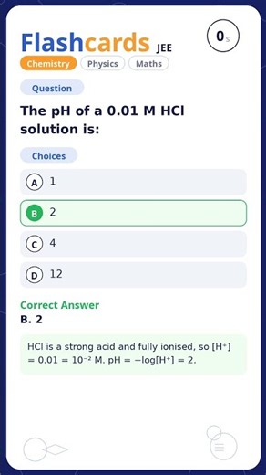 The pH of a 0.01 M HCl solution is: