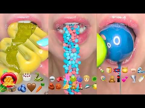 1 Hour For Sleep Relax And Study ASMR Satisfying Eating Emoji Food Challenge