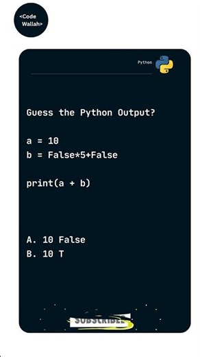 False * 5 + False = ? Python Output Challenge | Python Challenge | @codewallah