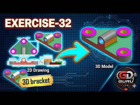SolidWorks Exercise 32 | Complete 3D Part Modeling Tutorial | 2D Drawing to 3D | SolidWorks Practice