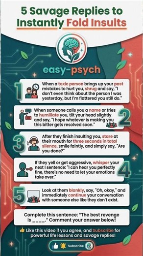 5 SAVAGE REPLIES THAT LEAVE TOXIC PEOPLE SPEECHLESS 🧠🔥 | Easy-Psych #Shorts