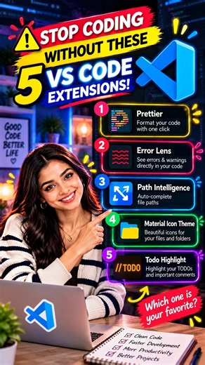 Stop Coding Without These 5 VS Code Extensions! 🚀🔥 #developertools #vscode #codingtips #extensions