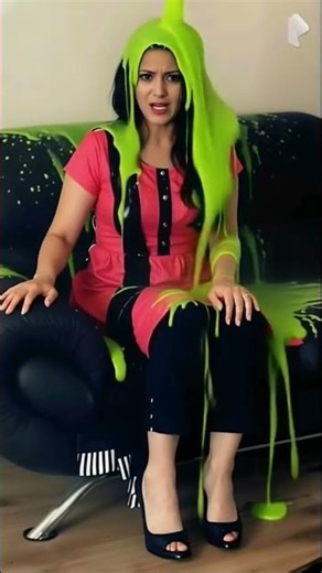 woman gets gunged slimed in green.
