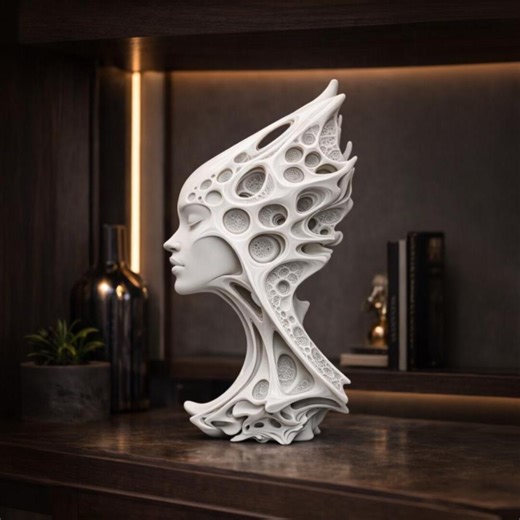 Futuristic Alien Female Bust STL – Organic Parametric Sculpture (3D Print File) - Etsy