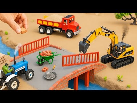 DIY Mini Tractor Builds a Strong Brick and Concrete Bridge for Trucks After a Crocodile Destroyed It