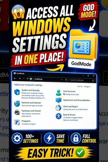 🤯 Access All Windows Settings in One Place! #windows #techtips #pctips #technology #shorts #viral