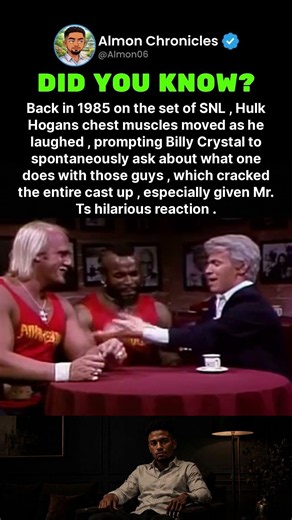 Back in 1985 on the set of SNL, Hulk Hogans chest muscles moved as he laughed, p...