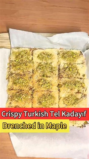 Crispy Turkish Tel Kadayıf Drenched in Maple Syrup! 🍯🔥