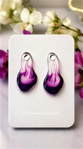 Stunning Purple Resin Stud Earrings 💜 Handmade Resin Jewelry 💜 #jwellery #shorts