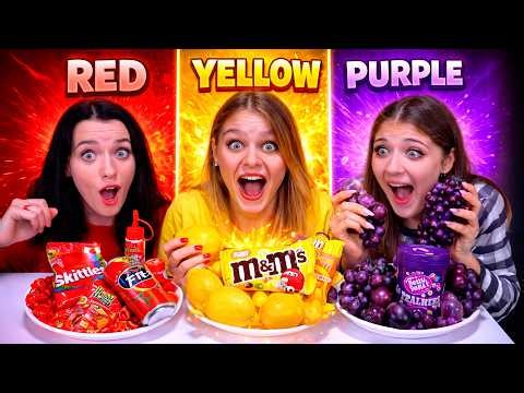 ASMR Purple, Yellow, Red Food Challenge Compilation