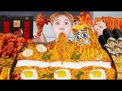 ASMR MUKBANG 🔥 Eat 6 Spicy Ramen noodles EATING SHOW by HIU 하이유