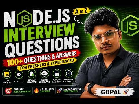 Node.js Interview Questions (A to Z) | 100+ Questions & Answers for Freshers and Experienced | Gopal