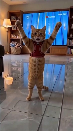 Cat Copies a Swimming Race 🤣 #funny #funnyvideo