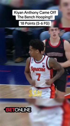 Kiyan Anthony Came Off The Bench Hooping!! @BetOnline #kiyananthony #nba #syracuse #collegebasketball #fyp