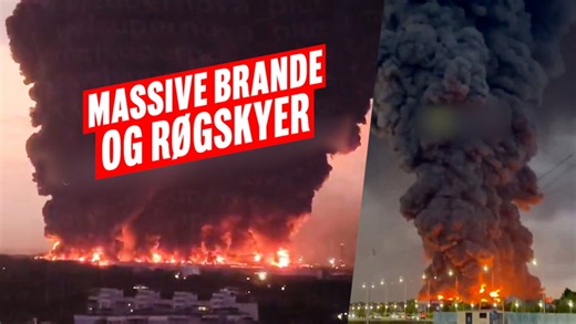 Vilde billeder: Massive brande efter droneangreb