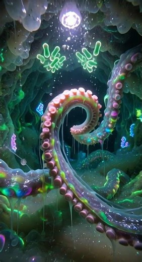 Inside an Alien Living Organism – Bioluminescent Tentacles & Bacteria 👁️🧬