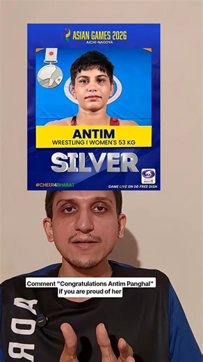 🇮🇳 Antim Panghal Wins Silver medal at Asian Games 2026 | Women's 53kg wrestling Final