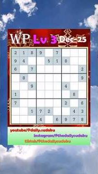 The Washington Post Daily #Sudoku 2025-12-25 Level 3 #puzzle #games #education #braingames