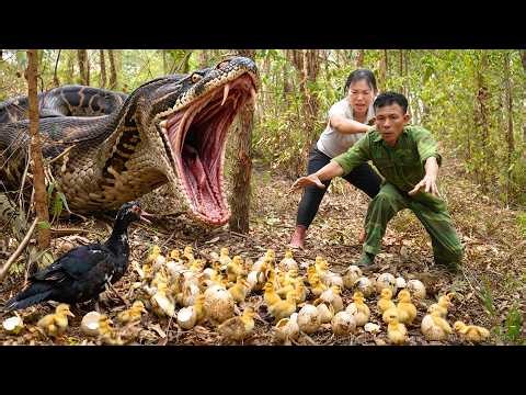 72 Hours Survival 😱 Giant Python Attacks Newborn Ducklings – Terrified Couple Fights Back!